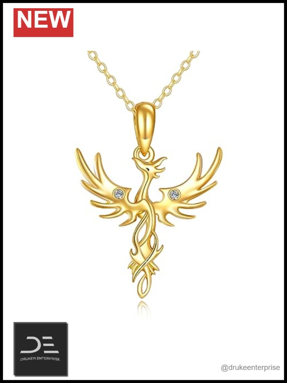 14k Gold Phoenix Necklace Women Pendant Jewelry Gift